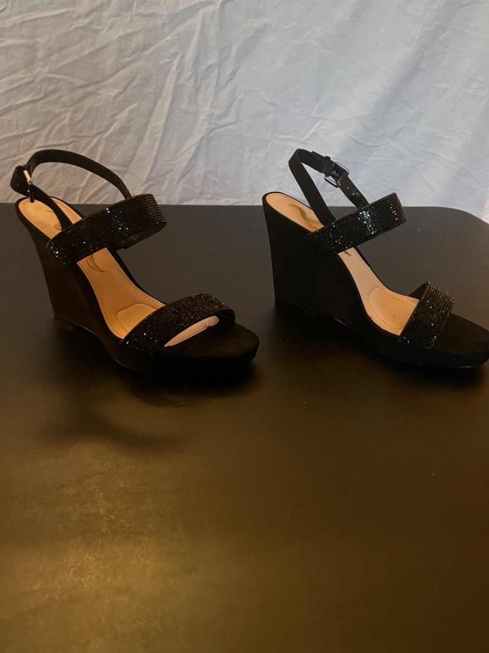 Nina Size 8M Black Sparkly Heels